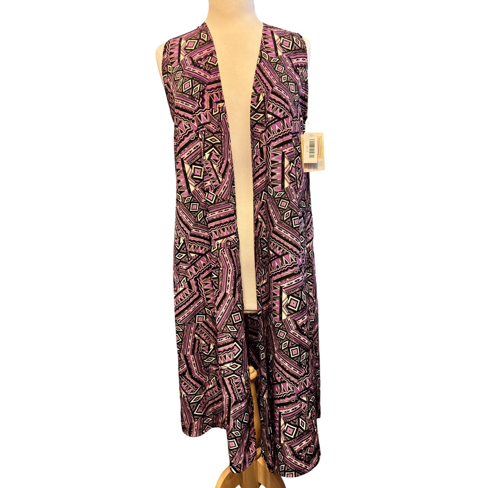New Lularoe Joy Vest Duster Women S Purple Geometric Tribal Print With Tags Nwt